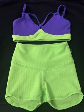 Kids Two-Tone Purple & Neon Green Active Matching Set